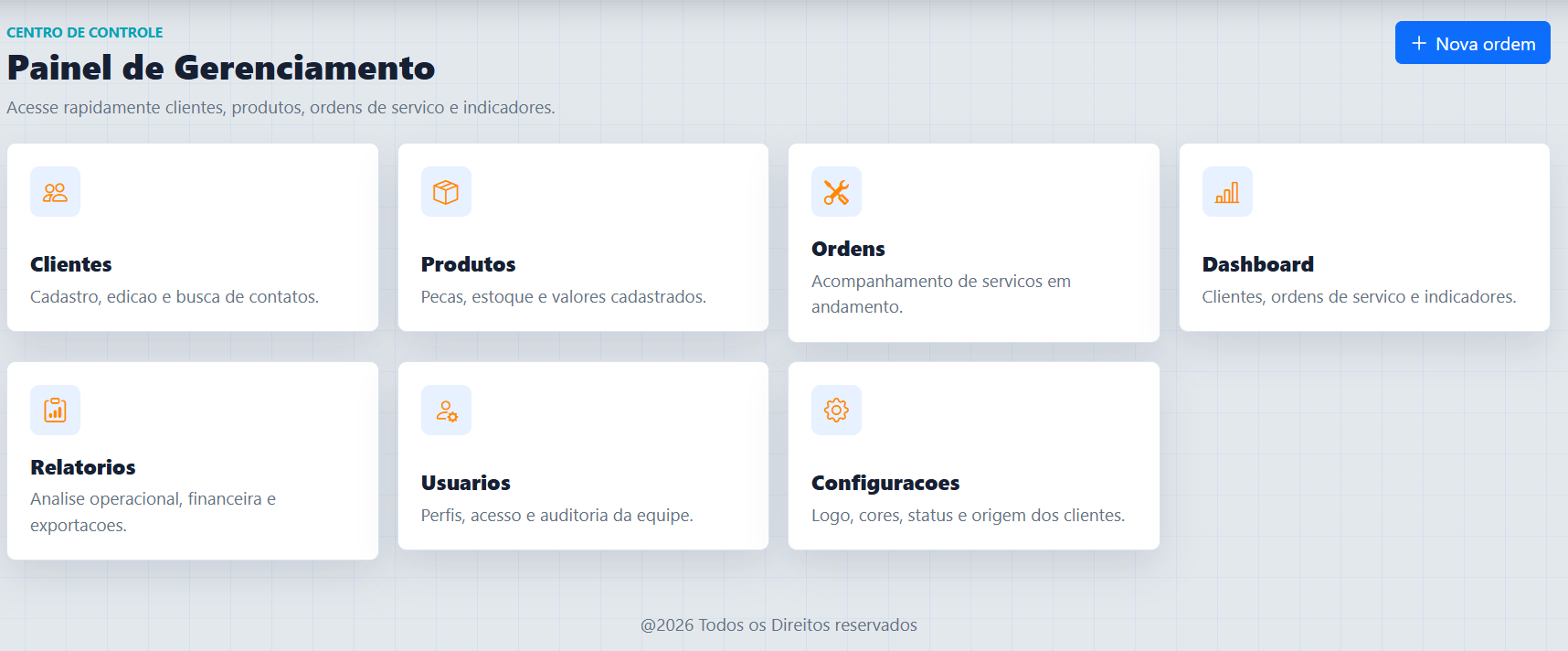 Prévia do sistema de ordem de serviço