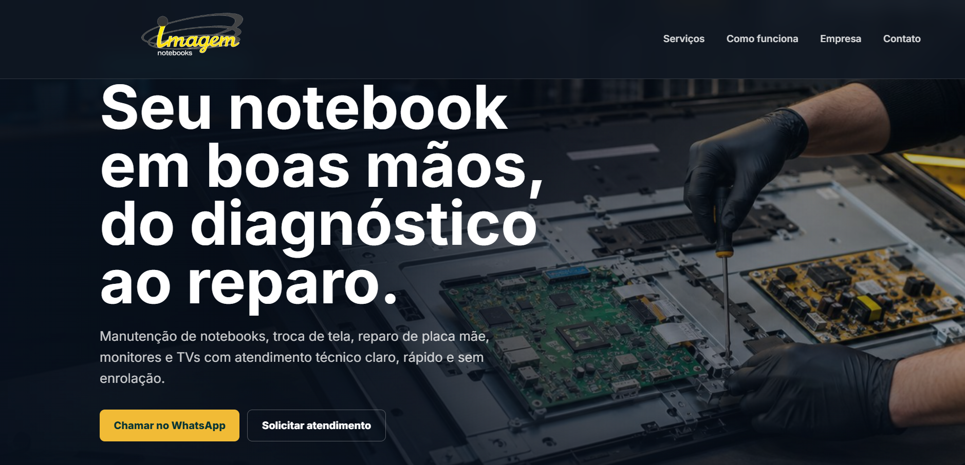 Prévia do site institucional da Calutec